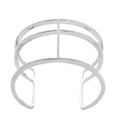 Apm Monaco Classic Sterling Silver Crystal Diamond Open Bracelet
