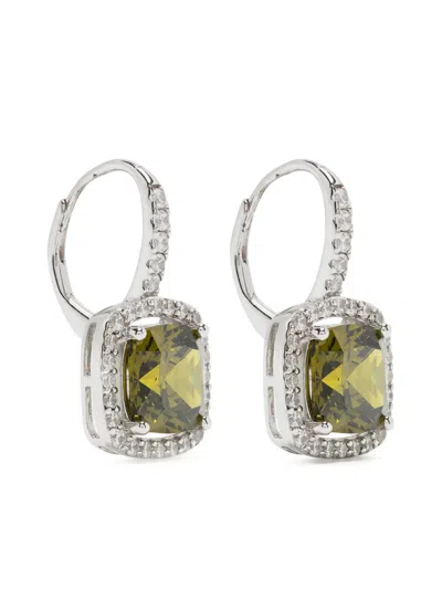 Apm Monaco Crystal-embellished Square Hoop Earrings In Silver