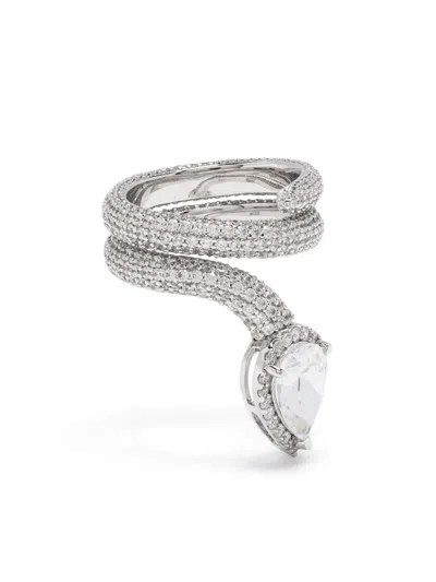 Apm Monaco Crystal-embellished Wrap Ring In Silver