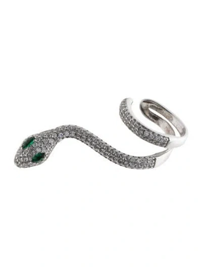 Pre-owned Apm Monaco Crystal Kaa Snake Ear Cuff In Clear/green