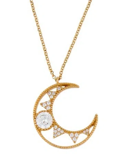 Pre-owned Apm Monaco Crystal Moon Slider Pendant Necklace, 25" In Multi
