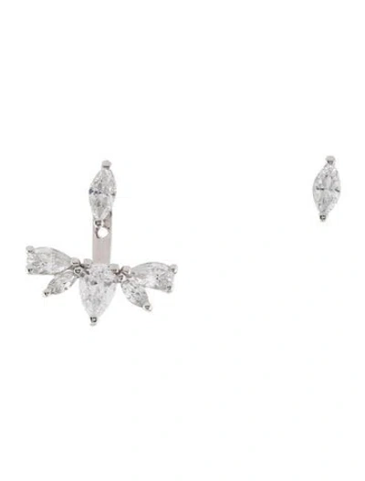 Pre-owned Apm Monaco Cubic Zirconia Asymmetric Stud Earrings In Transparent