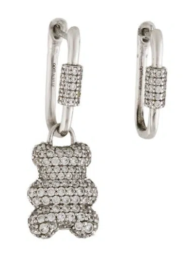 Pre-owned Apm Monaco Cubic Zirconia Baby Snow Yummy Bear Asymmetrical Earrings In Transparent