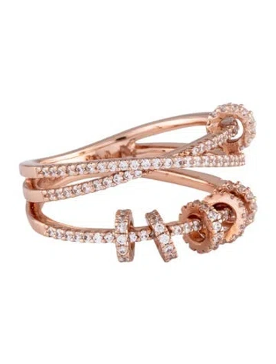 Pre-owned Apm Monaco Cubic Zirconia Croisette Ring In Multicolor