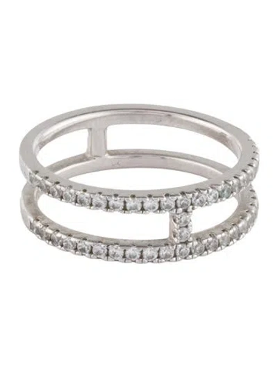 Pre-owned Apm Monaco Cubic Zirconia Double Cannes Ring In Transparent
