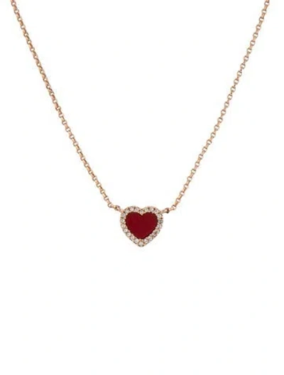 Pre-owned Apm Monaco Cubic Zirconia Heart Adjustable Pendant Necklace, 25.5" In Multicolor
