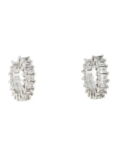 Pre-owned Apm Monaco Cubic Zirconia Huggie Earrings In Multicolor