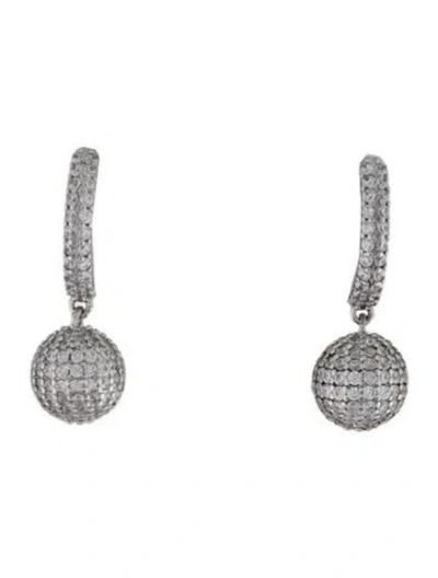 Pre-owned Apm Monaco Cubic Zirconia Huggie Hoop Ball Drop Earrings In Multicolor