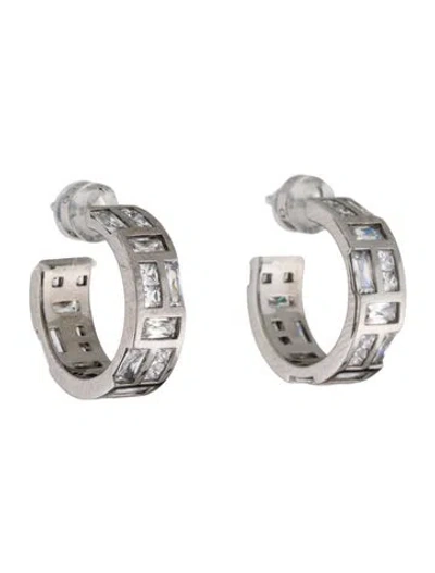 Pre-owned Apm Monaco Cubic Zirconia Ice Hoop Earrings In Multicolor