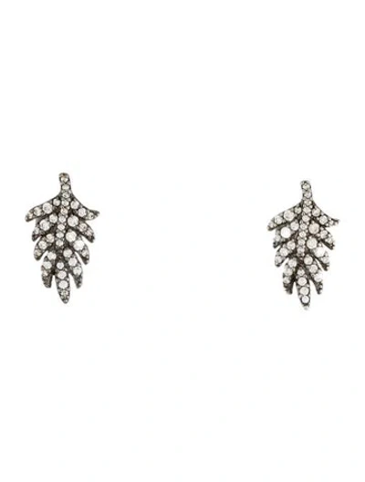 Pre-owned Apm Monaco Cubic Zirconia Leaf Stud Earrings In Multi