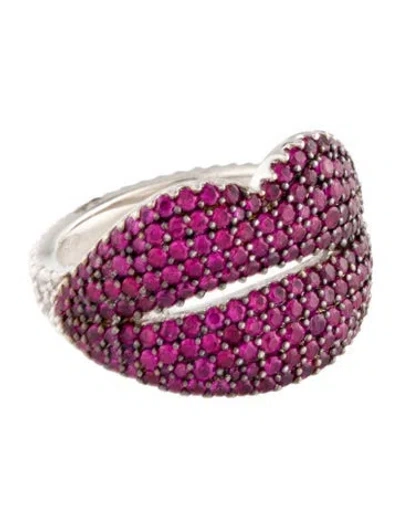 Pre-owned Apm Monaco Cubic Zirconia Lips Cocktail Ring In Multi