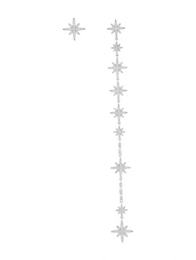 Pre-owned Apm Monaco Cubic Zirconia Météorites Asymmetrical Drop Earrings In Multi
