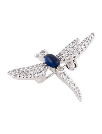Pre-owned Apm Monaco Cubic Zirconia Navy Dragonfly Brooch In Multi