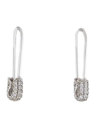 Pre-owned Apm Monaco Cubic Zirconia 'safety Pin' Drop Earrings In Multi