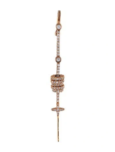 Pre-owned Apm Monaco Cubic Zirconia Sliding Bar Single Earring In Multicolor
