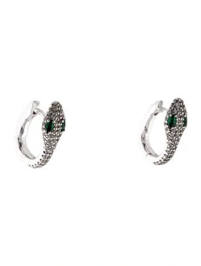 Pre-owned Apm Monaco Cubic Zirconia Snake Huggie Earrings