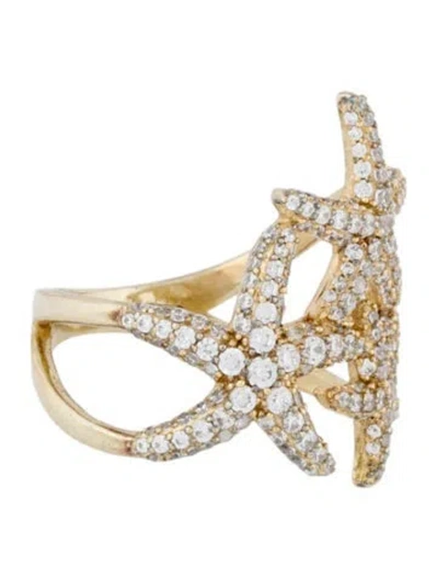 Pre-owned Apm Monaco Cubic Zirconia Starfish Cocktail Ring In Clear