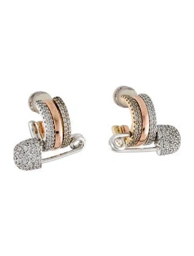 Pre-owned Apm Monaco Cubic Zirconia Tricolor Morse Earrings In Multi