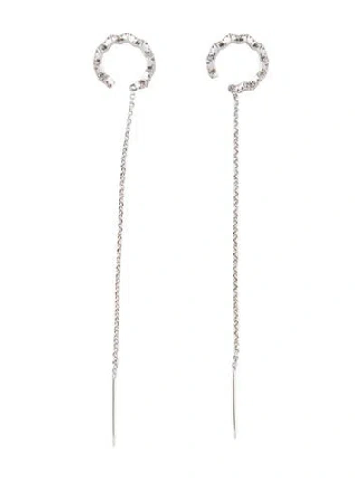 Pre-owned Apm Monaco Cubic Zirconia Up And Down Cuff Drop Earrings In Transparent