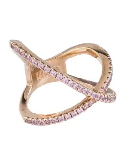 Pre-owned Apm Monaco Cubic Zirconia X-shape Band Ring In Pink