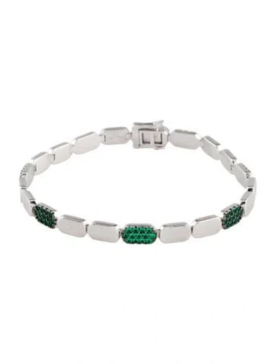 Pre-owned Apm Monaco Cubic Zirconia Yacht Club Dainty Bracelet, 6.75" In Multi