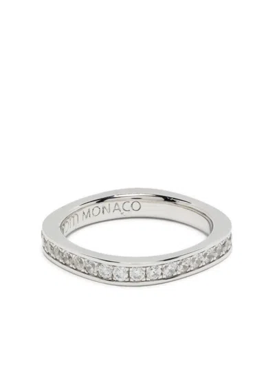 Apm Monaco Dainty Pavé Embellished Ring In Silver