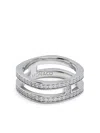 Apm Monaco Double-line Pavé Embellished Ring In Silver