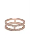 Apm Monaco Womens Rose Gold Alloy Croisette Double-line Pave Cubic-zirconia 18ct Gold-plated Ring In Pink