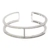 Apm Monaco Double Line Paved Open Cuff In Silver Tone