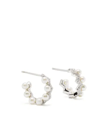 Apm Monaco Double Paved Hoop Earrings In Metallic