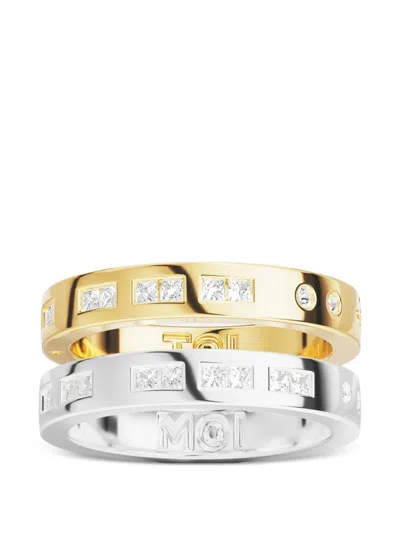 Apm Monaco Duo Morse Toi Moi Rings In Gold