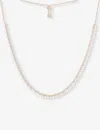 Apm Monaco Ens Up And Down 18ct Rose Gold-plated Metal, Zirconia And Pearl Necklac In Rose Gold