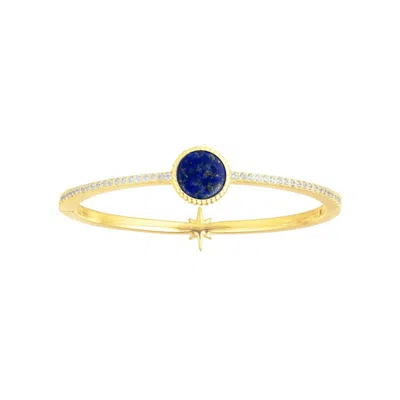 Apm Monaco Golden Silver Crystal Inlaid Diamond Meteor Lapis Lazuli Bracelet