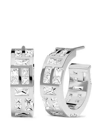 Apm Monaco Womens Sterling Sliver Ice Hoop Sterling-silver And Cubic Zirconia Earrings