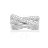 Apm Monaco Ladies Crossed Rectangle Crystal Ring In Silver Tone