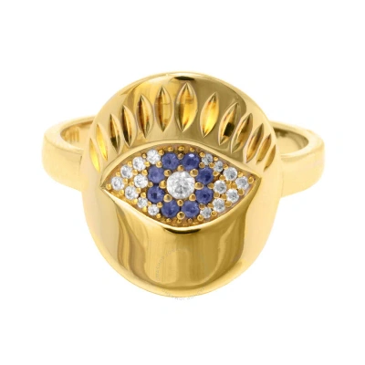 Apm Monaco Ladies Gold-tone Embellished Evil Eye Ring