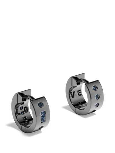 Apm Monaco Mini Morse Love Hoop Earrings In Gray