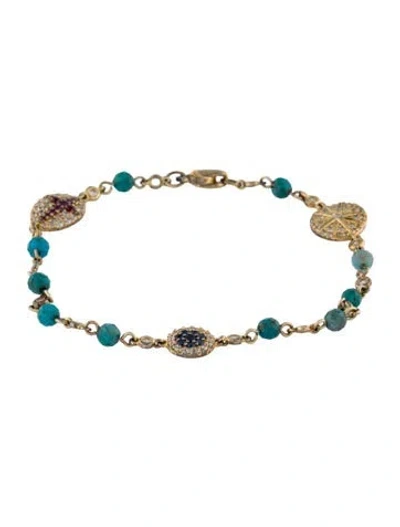 Pre-owned Apm Monaco Multistone Link Bracelet, 6" In Blue