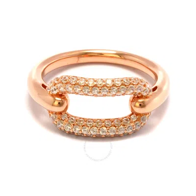 Apm Monaco Pink Sterling Silver Chain Link Crystal Ring In Gold