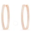 Apm Monaco Rose Alloy Oval Long Pave Earrings