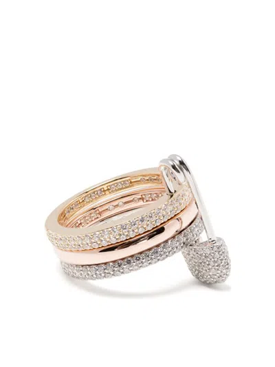 Apm Monaco Safety Pin-motif Triple Band Ring In Silver