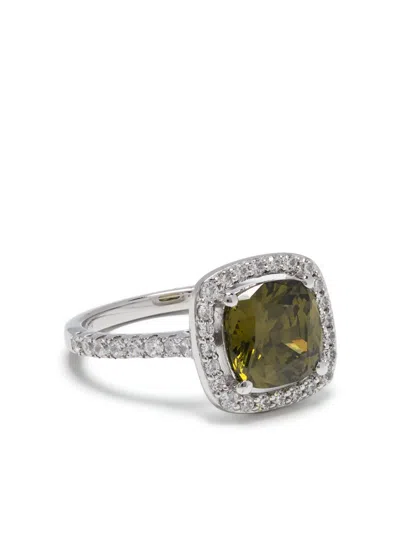 Apm Monaco Square-shape Half-pavé Ring In Silver