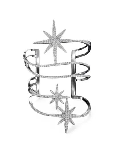 Apm Monaco Star-motif Pavé Cuff Bracelet In Silver