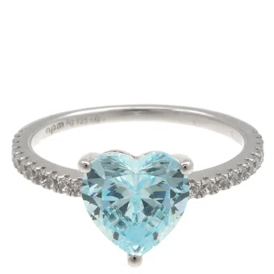Apm Monaco Sterling Silver Blue Heart Ring
