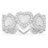 Apm Monaco Sterling Silver Nacre Full Heart Paved Ring In Silver Tone