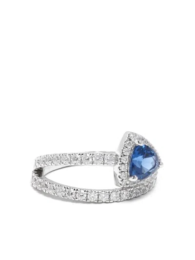 Apm Monaco Triangle Pavé Ring In Blue