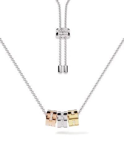 Apm Monaco Tricolor Morse Love Necklace In Metallic