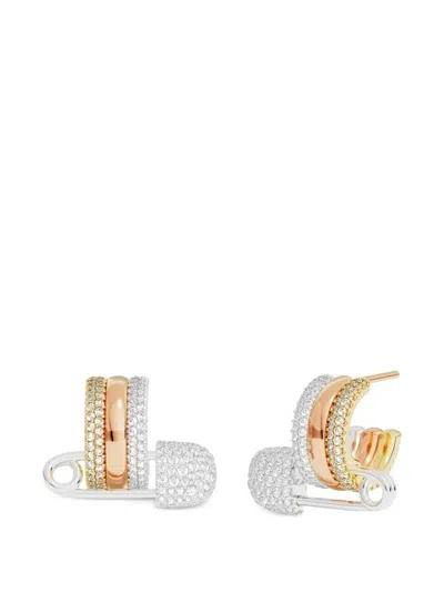 Apm Monaco Tricolor Morse Safety-pin Earrings In Metallic