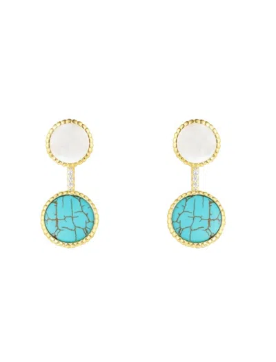 Apm Monaco Turquoise Pendant Earrings In Gold