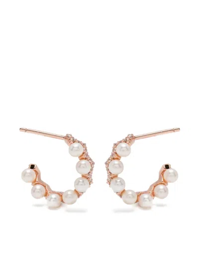 Apm Monaco Up And Down Earrings With Pearls In Gold